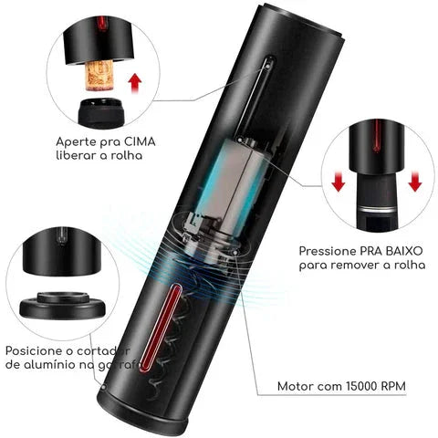 Abridor de Vinho Elétrico Automático - Modern Casa