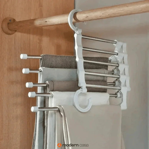 Cabide Organizador Inox para Calças - Retrátil 5 em 1 - Modern Casa