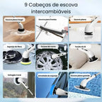 Escova Elétrica de Limpeza 9 em 1 Recarregável USB-C com Cabo Extensor