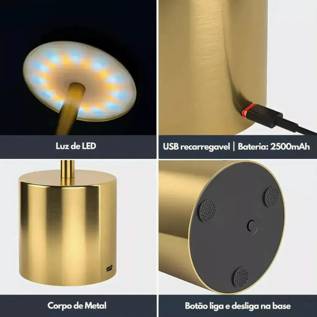 Luminária de Mesa LED Recarregável - Modern Casa