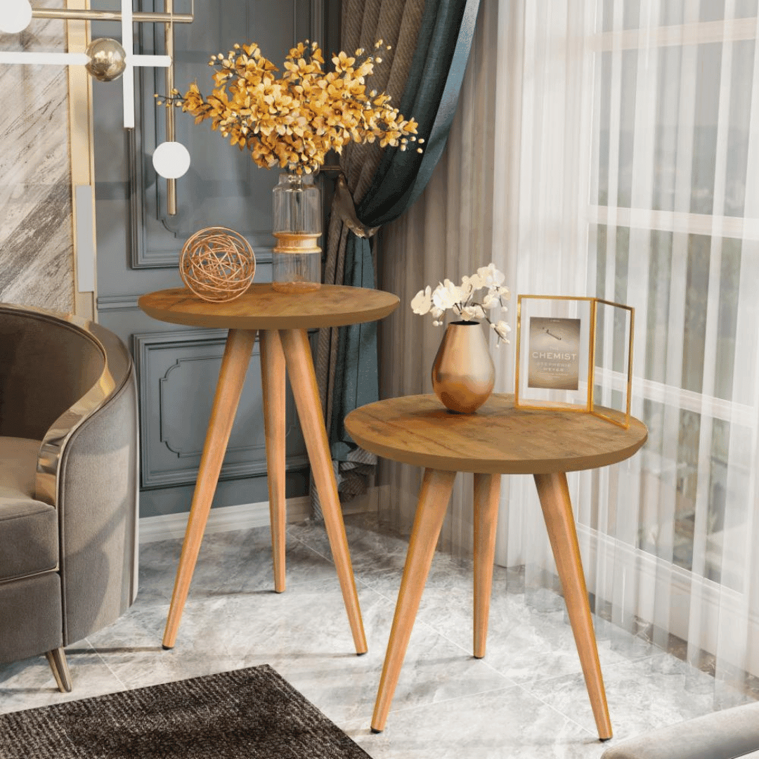 Mesa de Apoio Lateral Redonda Pé Palito Retrô - Modern Casa
