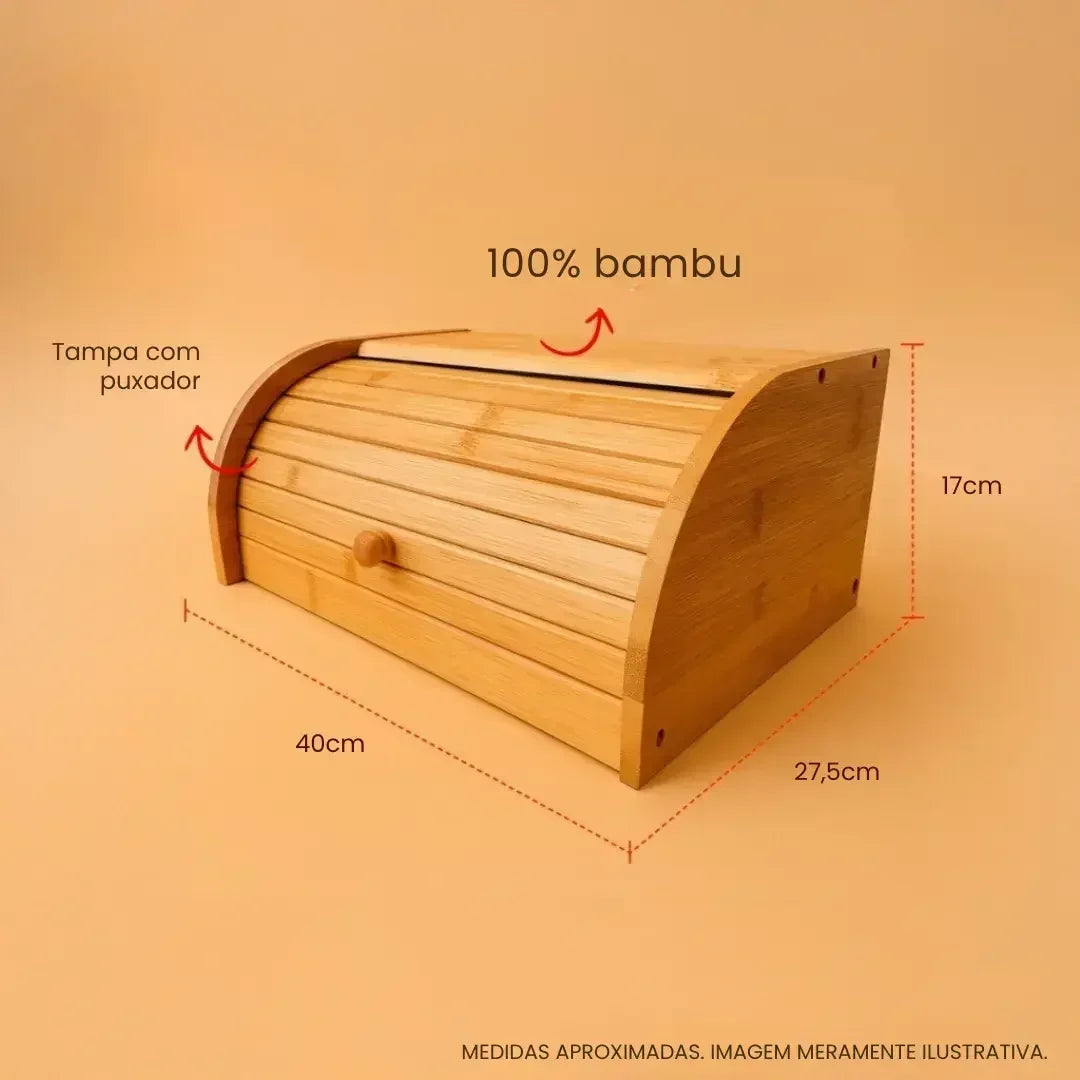 Porta Pão Bambu Com Tampa Retrátil - Modern Casa