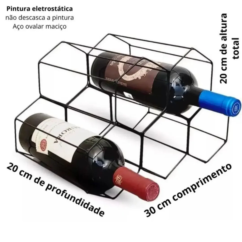 Suporte Adega de Vinho Aramado para 5 garrafas - Modern Casa